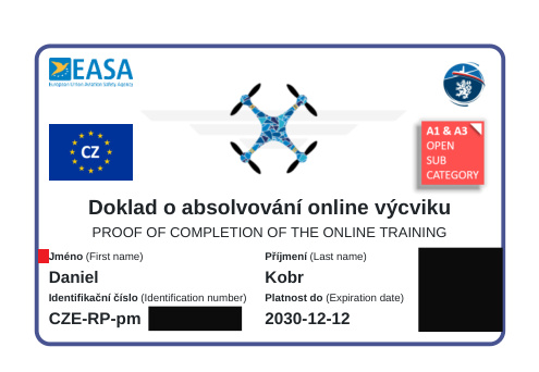Redigovaný doklad pilota pro podkategorie A1 a A3